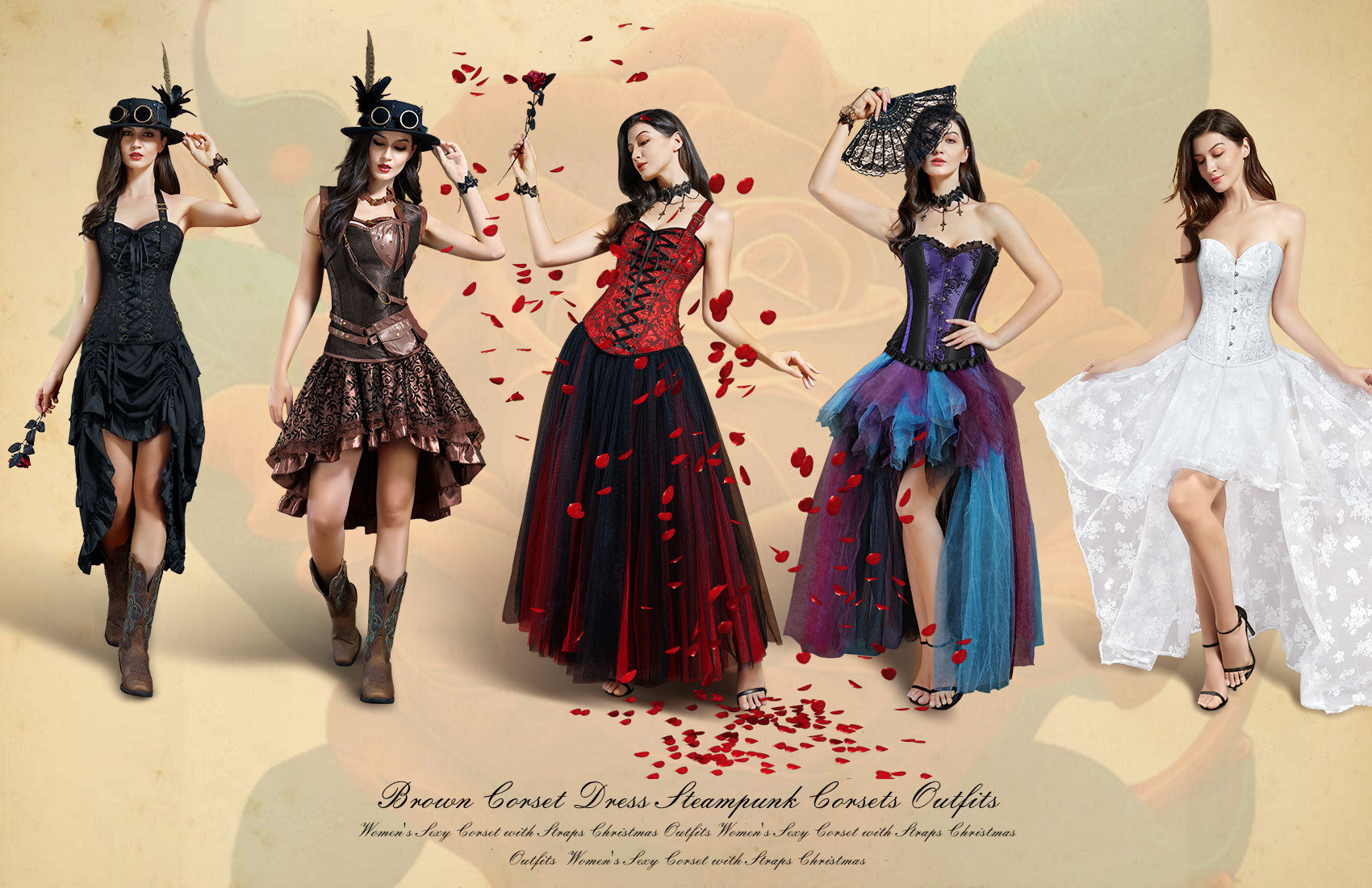 frawirshau Women's Steampunk Costume Corset Dress Steam Punk
